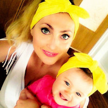 Mother Baby Girls Rabbit Bow Hair Heads Band Knot Parent-child Stretch Cotton Headband Hair Accessories