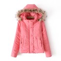 2016 New Fashion Women Warm Thick Cotton Blue Hooded Parkas Coat Zipper Button Pocket Long Sleeve