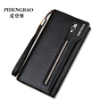 Hot Sale Fashion Men Wallets Famous Brand Long Zipper Genuine Leather Clutch Card Holder Luxury Designer