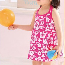 Kid Girl Sleeveless Braces Dress Hot 2-7Y Summer Backless Floral Sundress Dress