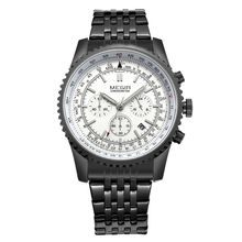 Megir cronógrafo 24 horas marca de relojes de lujo toda la mano Work Men Reloj de acero inoxidable calendario del análogo de cuarzo relojes Reloj Hombre