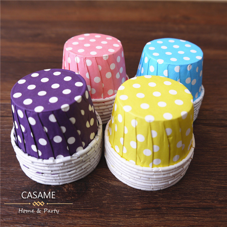 high quality 160pcs/lot 4 mixed color polka dot paper cake cup ,cupcake bake cup,muffin cases muffin holder 3.8*3cm wholesale