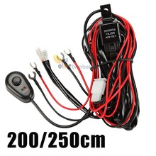 200/250cm Offroad Driving Light Extention Wire Relay Fog Work Light Bar Wiring Loom Harness Kit DC12V 40A Blade Fuse Holder