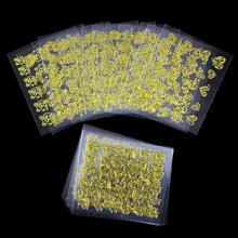 Gold Color 24 Designs Nail Stickers Beauty Glitter 3D Nail Art Bronzing Stamping Diy Decorations For