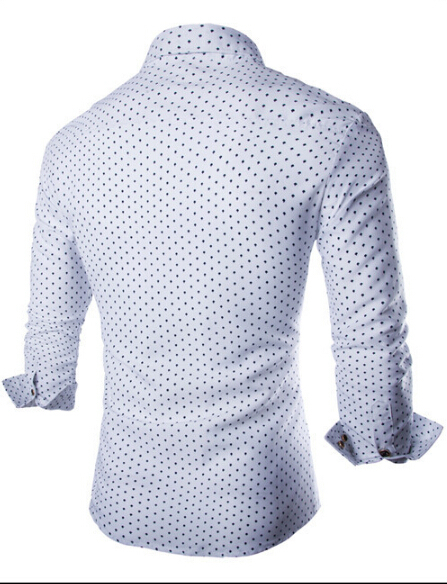 Camisa Masculina Mens Dress Shirts 2015 Brand New Men Cotton Slim Fit Polka Dot Long Sleeve
