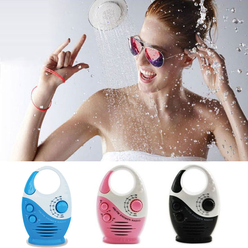 Free Shipping 3 Colors Portable Mini AM/FM Shower Radio Waterproof Bathroom Music Hanging Speaker radio