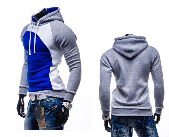 2014 New Winter Fashion Men's Hoodies Patchwork Three Colors Napping Casual Men's Sweatshirts Hooded Collar Men Coats 9 Colors