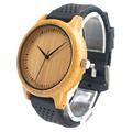 BOBO BIRD New Fashion Bamboo Wood Watches Soft Silicone Straps Japan Movement 2035 Quartz Watch for