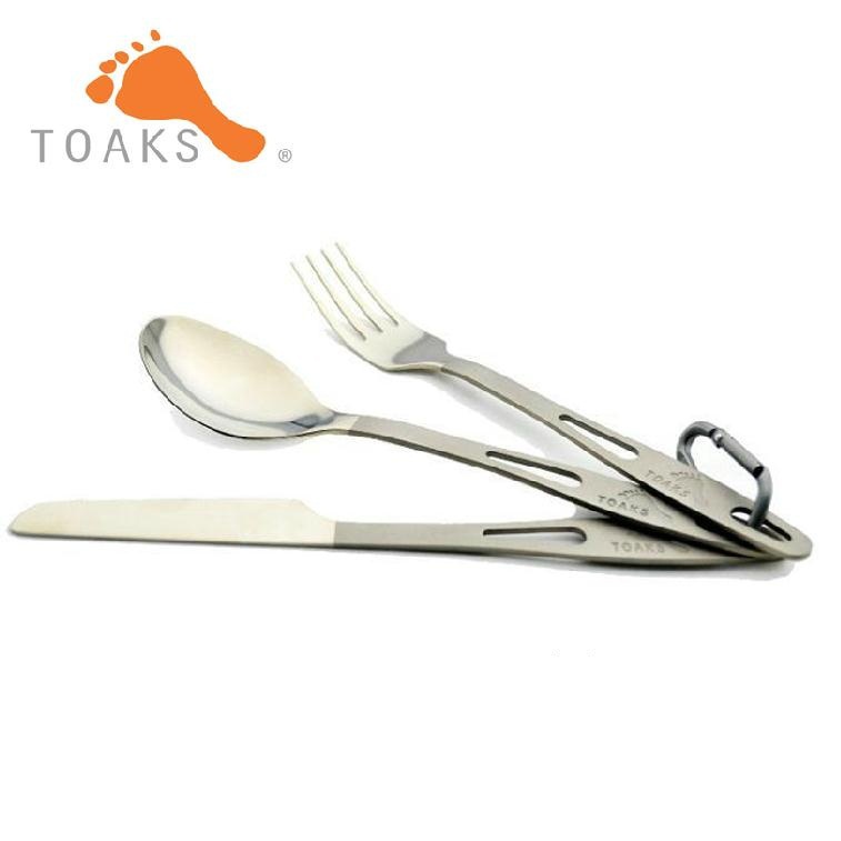 TOAKS Titanium tableware 3pcs set Urltra-Light titanium fork camping titanium spoon titanium knife titanium Utensil Set 49g