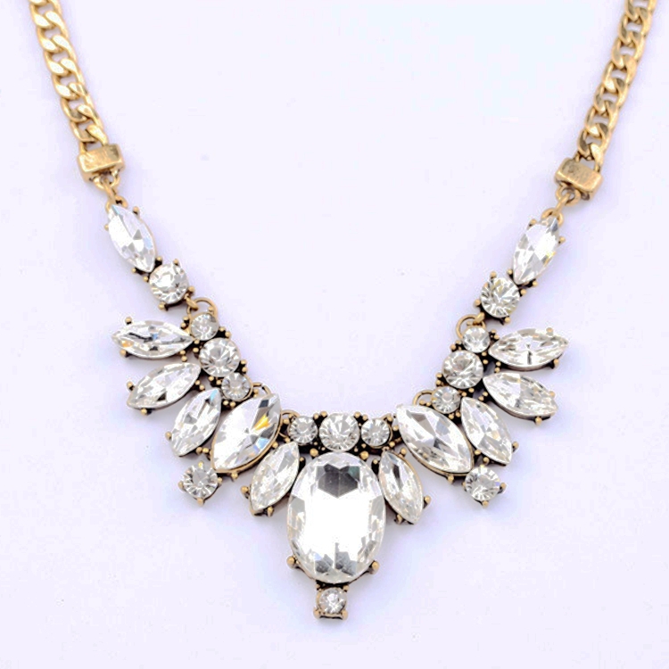 Fashion Fine Jewelry Full White Rhinestone Statement necklaces pendants collier femme accessories