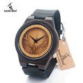 BOBO BIRD Leather Strap Black Wooden Quartz Watches Hollow Design Clock Luxury Men Brand Wrist Watch
