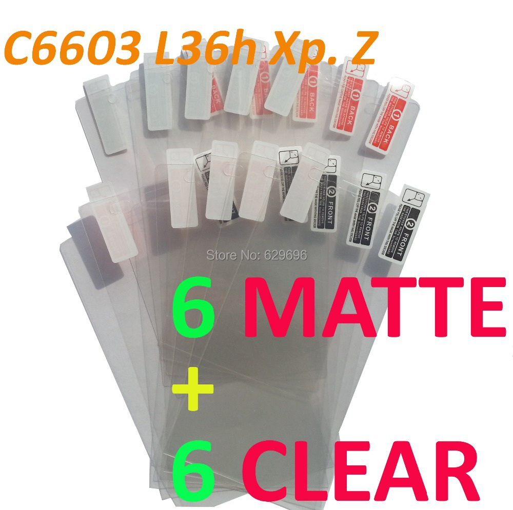 6pcs Clear 6pcs Matte protective film anti glare phone bags cases screen protector For SONY C6603