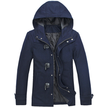 Lesmart Men’s Trench Coat Wool Polyester Fashion Business Casual Solid Zipper Long Full Pockets Turn-down Collar Slim