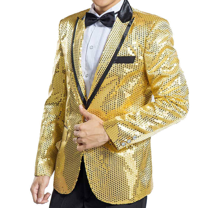 (5 Colors)2015 Custom Made Men Suit Autumn Fashion Design Gold Sequined