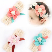 Baby Headband Lovely Baby Princess Style Oversized Flower Bow Lace Headband Headwear Hair Wide Band Girl Infant Toddler w–076