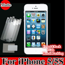 Matte Full Body Screen Protector For iPhone 5S 5 5g Front+Back With Retail Package Total 200pcs