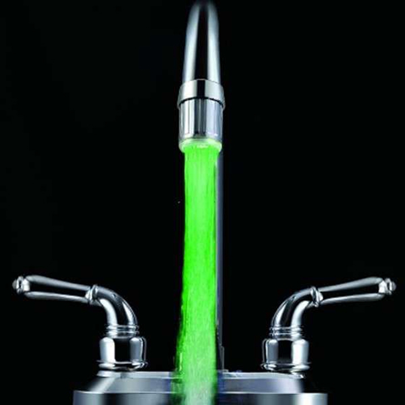 Kitchen Bathroom Water Tap Light Single Color Red Green Blue Glow LED Sink Tap Head Water Stream Spout LED Water Faucet Light