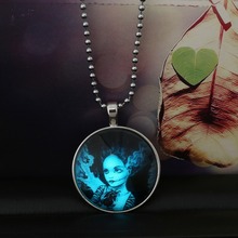 2015 fashion Steampunk Fire Luminous glowing pendant necklace women Glow in the Dark Halloween Necklace