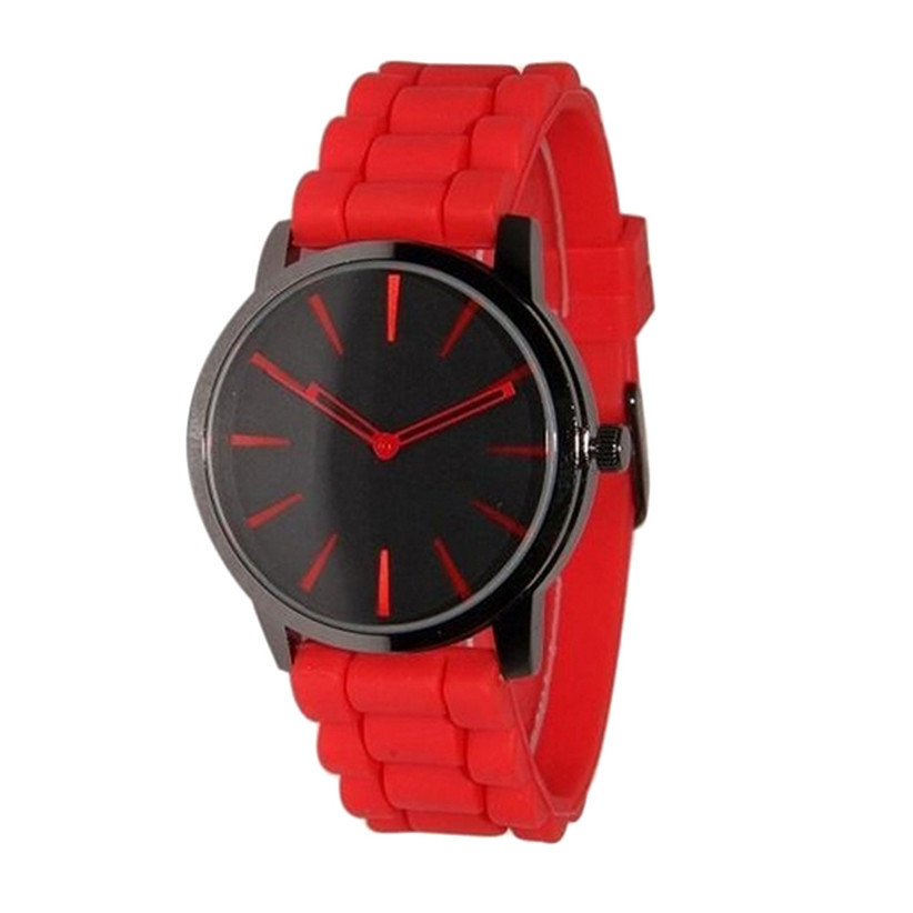 Newly Design Red Jelly Band Unisex Watches Men Women Quartz Watch June25 ZQ