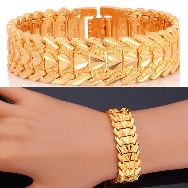 Gold Bracelets For Men/Women Jewelry Wholesale Platinum/18K Real Gold Plated Vintage Big Heart ...