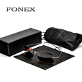 FONEX New Fashion Men Rimless Titanium Sunglasses women s Designer Polarized Square Frame Sun Glasses Shades
