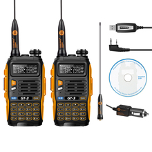 2 Pcs Baofeng GT-3 MarkII Dual-Band 2M/70cm 136-174/400-520MHz Ham Two-way Radio Walkie Talkie + Programming Cable&CD