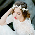 2016 Handmade Crystal Bridal Headband Tiara Silver Wedding Hair Accessories Elegant Headpiece Pearls Women Hair Jewelry