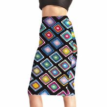 NEW Arrival 0004 Sexy Girl Women Summer Rainbow Plaid tartan National Prints Skater Evening Sexy Knee Length Tight Pencil Skirt