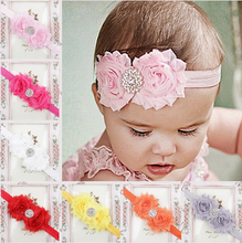 Chiffon Shabby Flower Headbands For Girls Hair Accessories Infant Hair Bow Hairband With Star Rhinestones Buttons Headwear