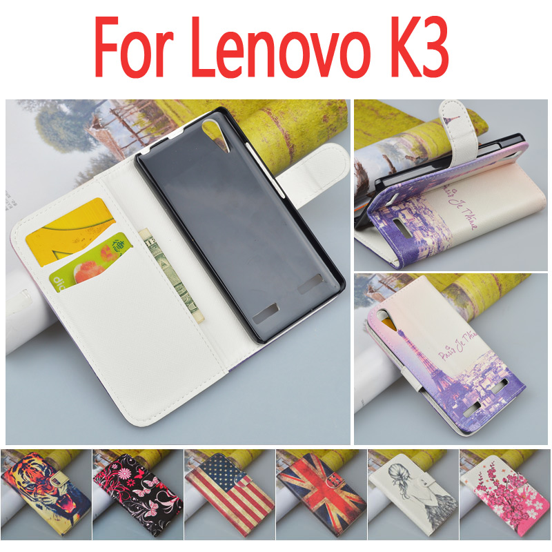 Hot Cartoon Flip Wallet Case For Lenovo K3 A6000 Case With Holder and Different print Pattern