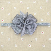 210-58 Aureate bowknot Gold Bow Gold Satin Headband Baby Hair Bows Toddler Headband Newborn Headband1pcs
