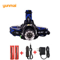 Best Brightest Waterproof 4000 lumen Cree xm l2 Led Headlamp Rechargeable Head Lamp Led light for