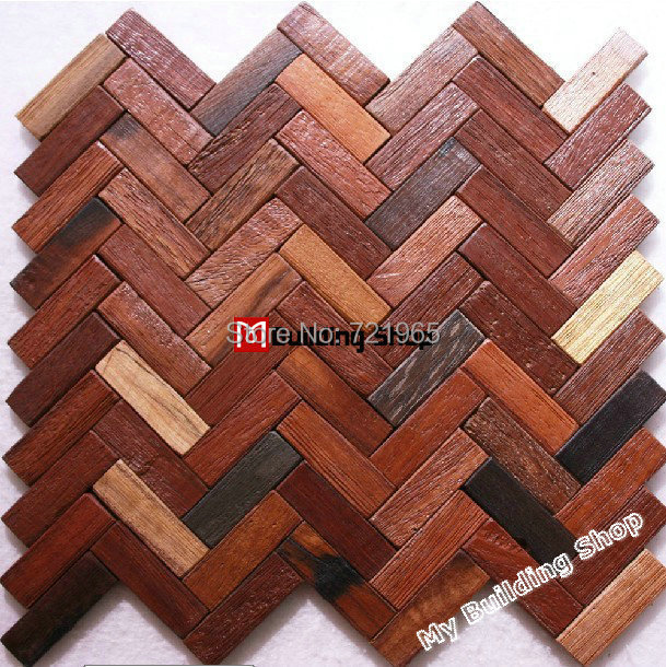 Natural wood mosaic tile rustic wood wall tiles NWMT017 kitchen