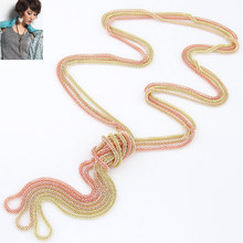 6 Colors 2014 New Fashion Bohemian Style Punk Retro Simple Metal Braid Twist Chain Long Necklaces&Pendants Woman’s Jewelry A253