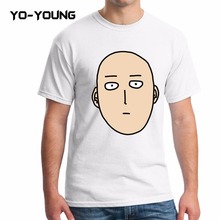 Yo-Young Men’s Casual T Shirts Saitama One Punch Man Printed 100% 180g Combed Cotton Geek Tees Brand Clothing Customized