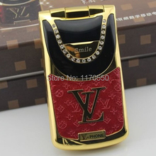 Luxury Diamond Flip Cover Mobile Phone V9 Elegant Women Cell Phones Support Russian Language Touch Screen 1.3MP Camera MP3 MP4