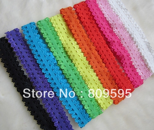 575 New baby headband elastic lace 779 shipping , Wholesale 65pcs/lot 12colors Elastic Baby Lace headband   