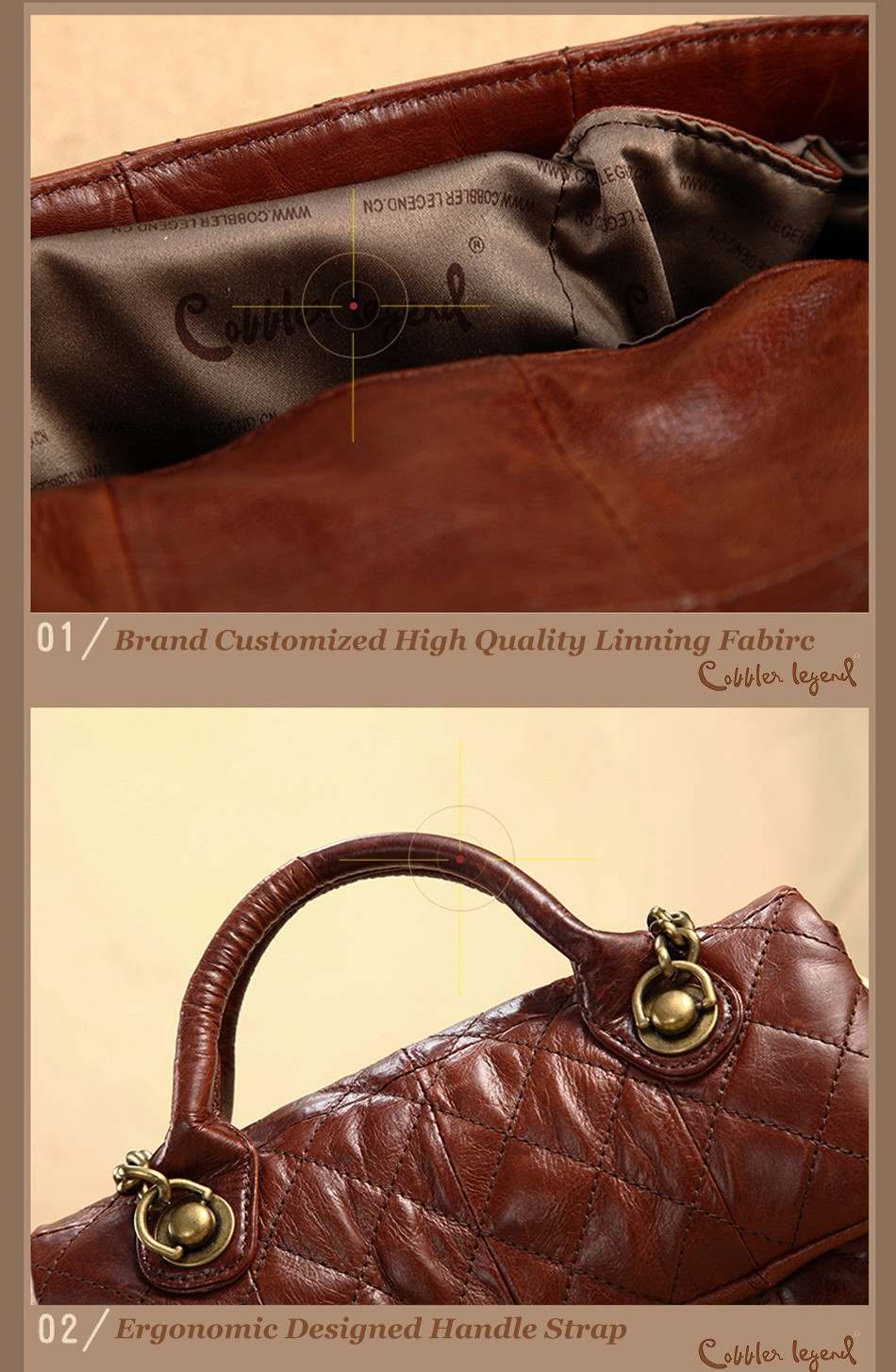 Cobbler Legend Vintage Oil Wax Genuine Leather Women's Messenger Bag