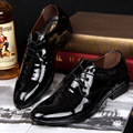 2017 Spring New Arrival Fashion Men Patent Leather Dress Shoes Pointed Toe Lace up Breathable Casual