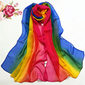 Brand new silk Chiffon scarf wraps women female Fashion gradient color Long Shawls foulard femme Scarves