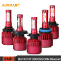 Auxmart H4 H7 H11 9005 9006 80W set 5D SMD LED Car Headlight Bulbs 6500K 9600LM