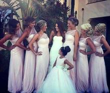 Modest White One Shoulder font b Bridesmaid b font font b Dress b font Floor Length