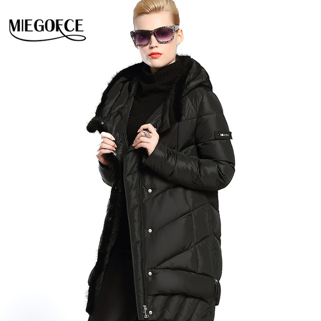MIEGOFCE 2016 New Winter Women Down Coat Jacket Medium Length Warm High Quality Woman Down Parka Winter Coat with Sable Fur