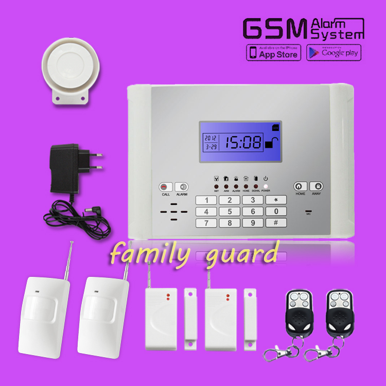 Free Shipping!M2C GSM SMS Home Alarm System 6 wired 99 Wireless Defense Zones Long Distance Control 2 Door 2 PIR window sensor