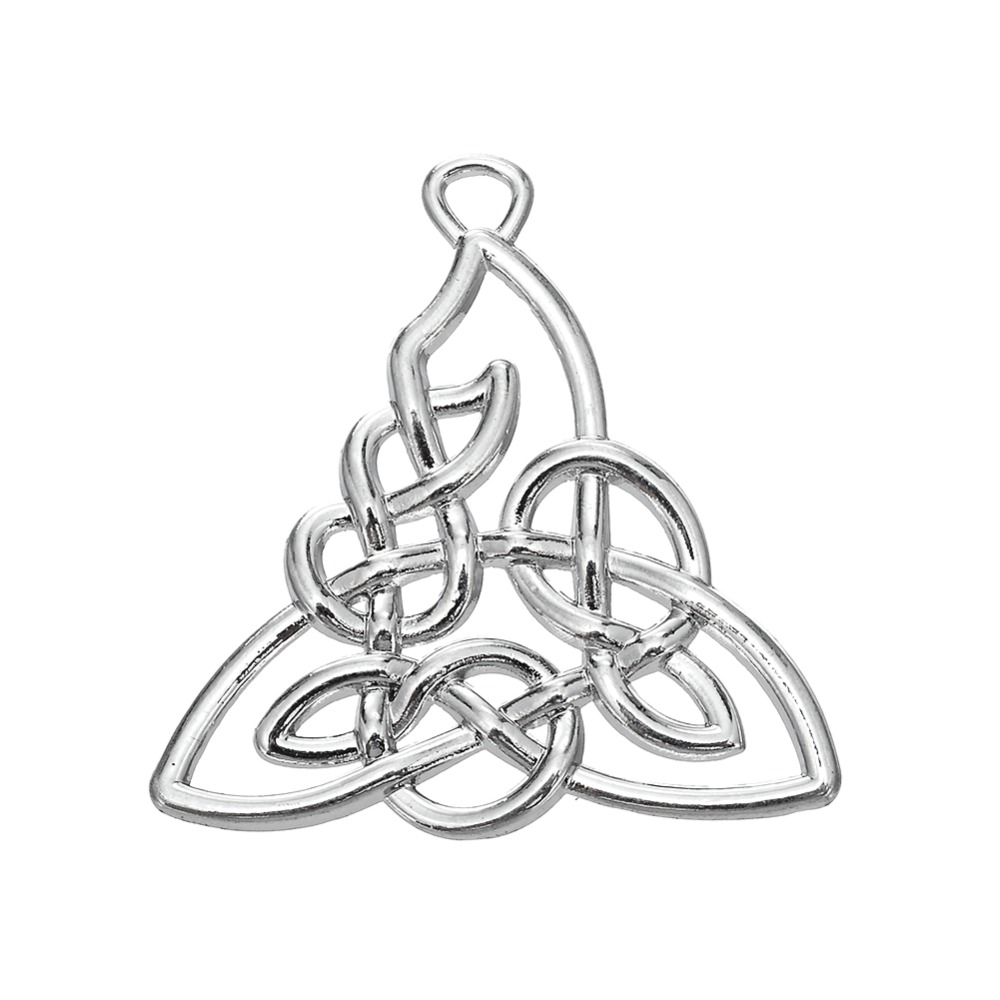 Silver Plated Triangle Religious Knot Necklace Pendant Floating Charms DIY Jewelry Wholesale ...