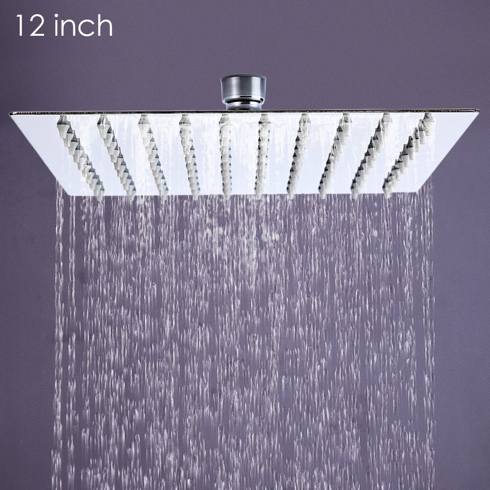 12 Inch Shower Head Ultra-thin Square Stainless Steel Rainfall Shower Head Top Shower For Bathroom Rain Shower Head Sprinkler