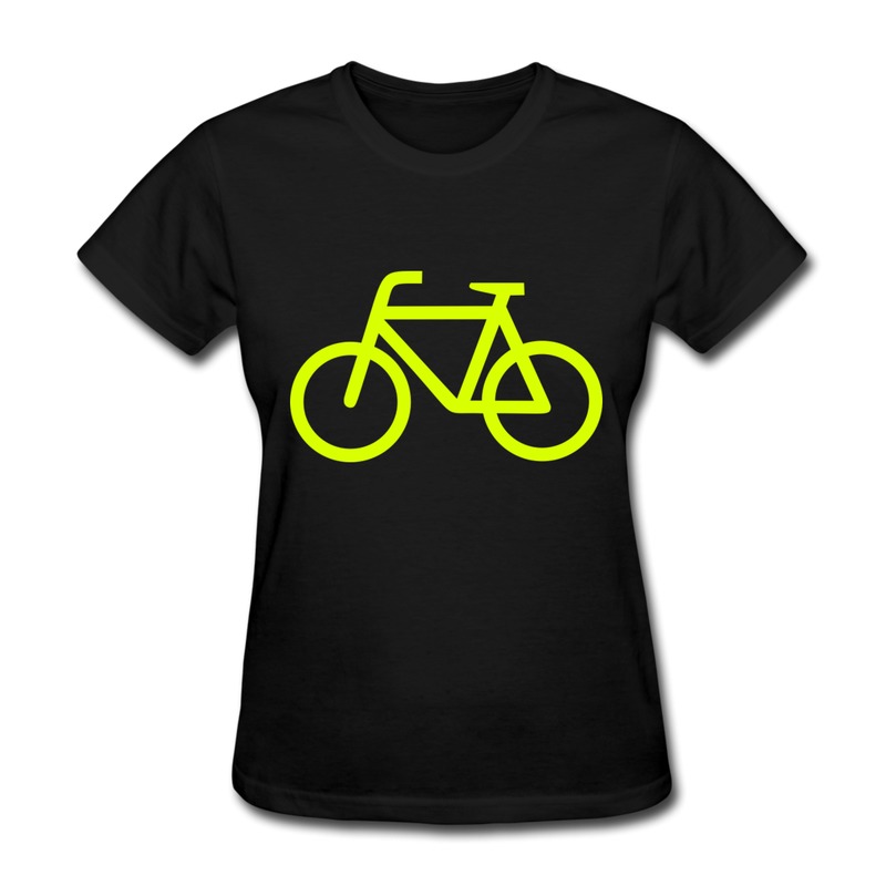Round Neck T Shirt Women Bicycle Print Classic Shapes Tee Shirts for Girls 2014 Fashion