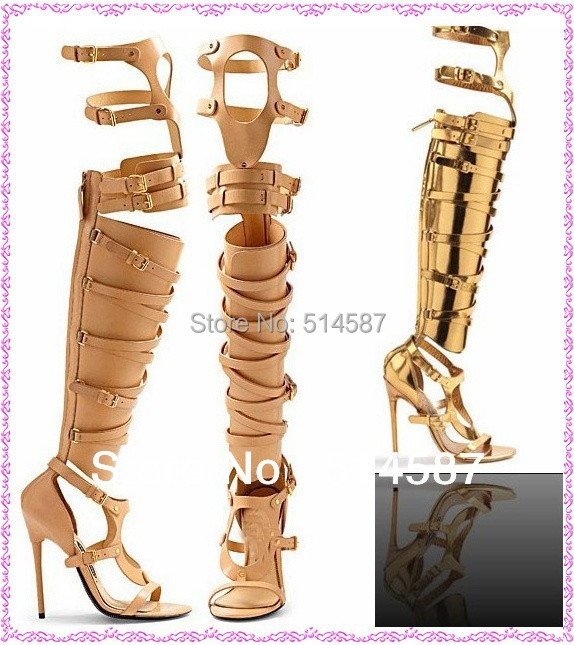 ... Designer Over The Knee High Heel Gladiator Sandals Boots High Heel Cut