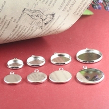 (50 pcs/lot) 12mm Silver plated pendant setting cabochon base tray bezel blank jewelry making findings cy028
