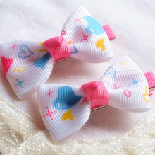 300pcs/lot Baby Girls’ Printed Cartoon Hairbows with Clip